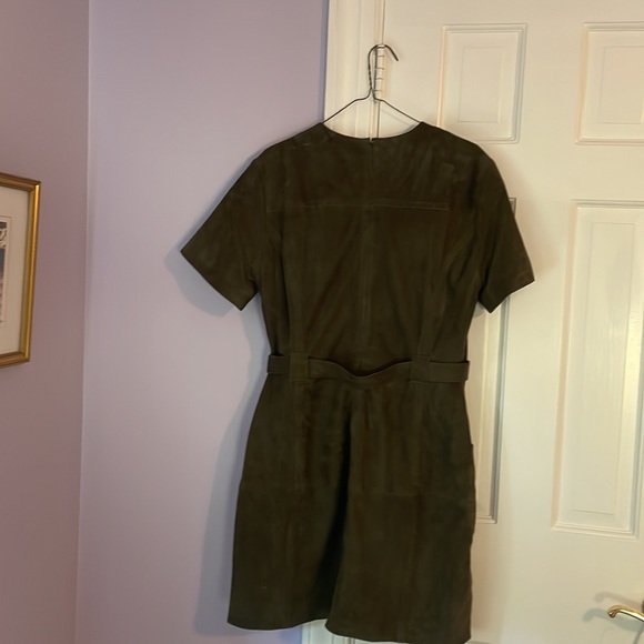 Trina Turk suede dress in olive green - Picture 3 of 7
